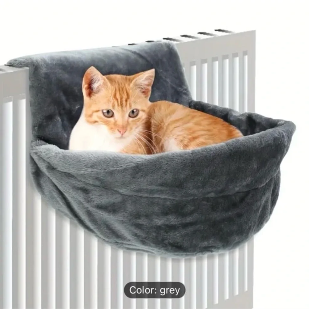 [1pc] Cat Hammock Pet Bed - Polyester Fiber, Soft Plush Kitty Swing Bed, Hanging